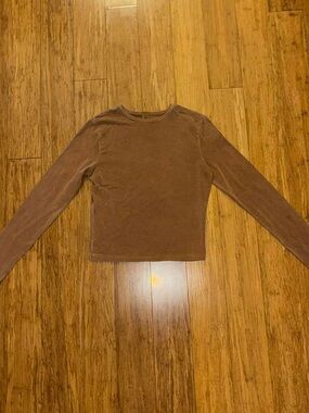 SKIMS Long Sleeve Crewneck Top - Brown